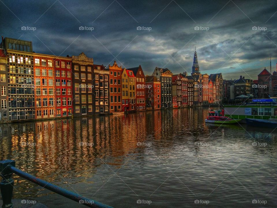 Amsterdam city with boat