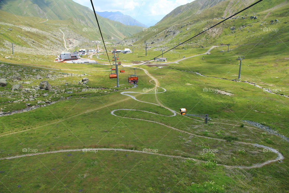 the way from Ischgl mountain to samnaun duty free Switzerland