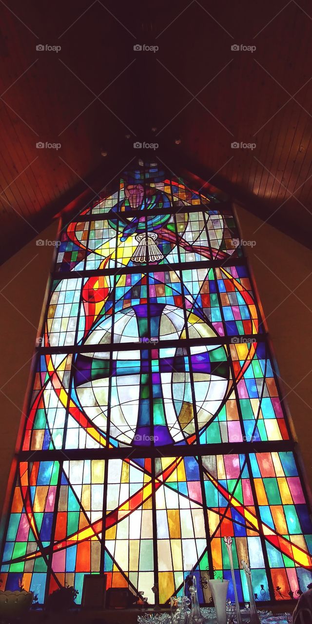 stained glass window in an old church