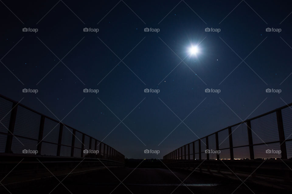 Sky, Moon, Bridge, No Person, Dark