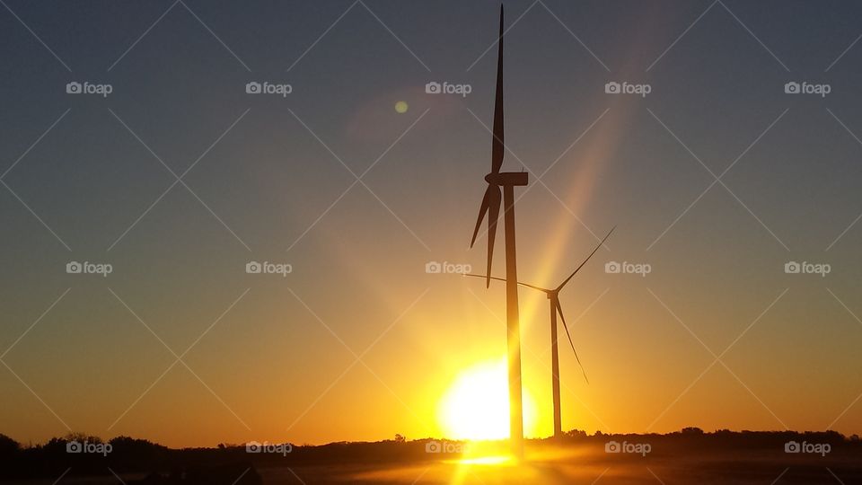 Kansas sunrise on the wind farm