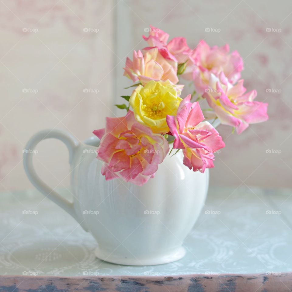 Multicolor flowers in vase