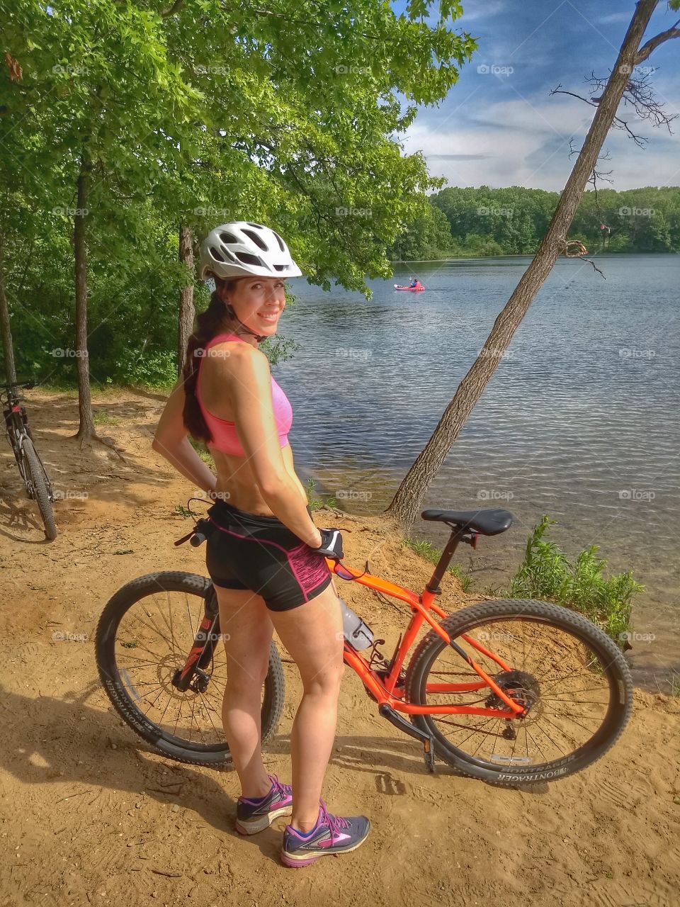 beautiful woman mountain biker