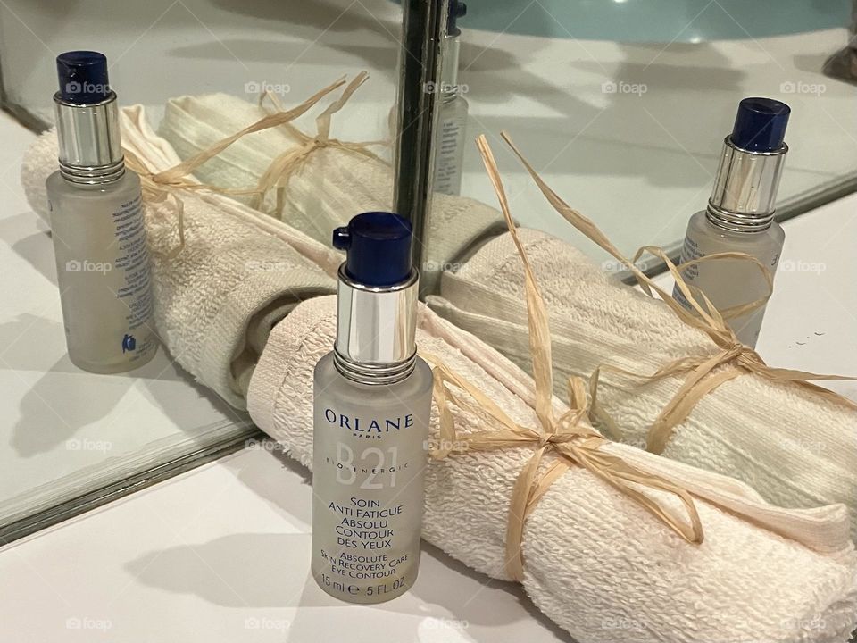 My favorite beauty product with a rolled new towel