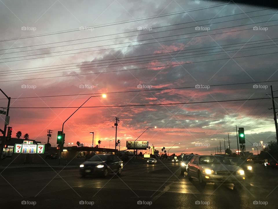 Arizona city sunset