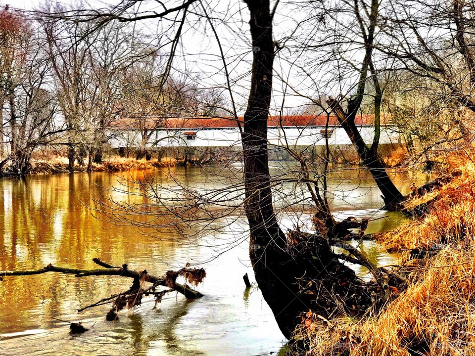 River and the covered bridge 
