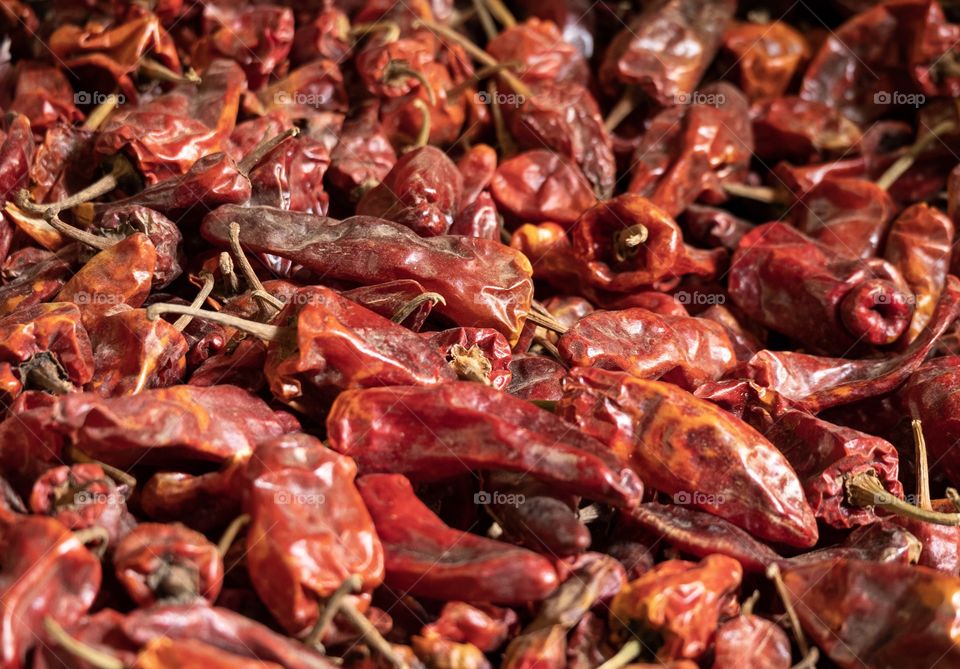 dried chili show red color as  background 