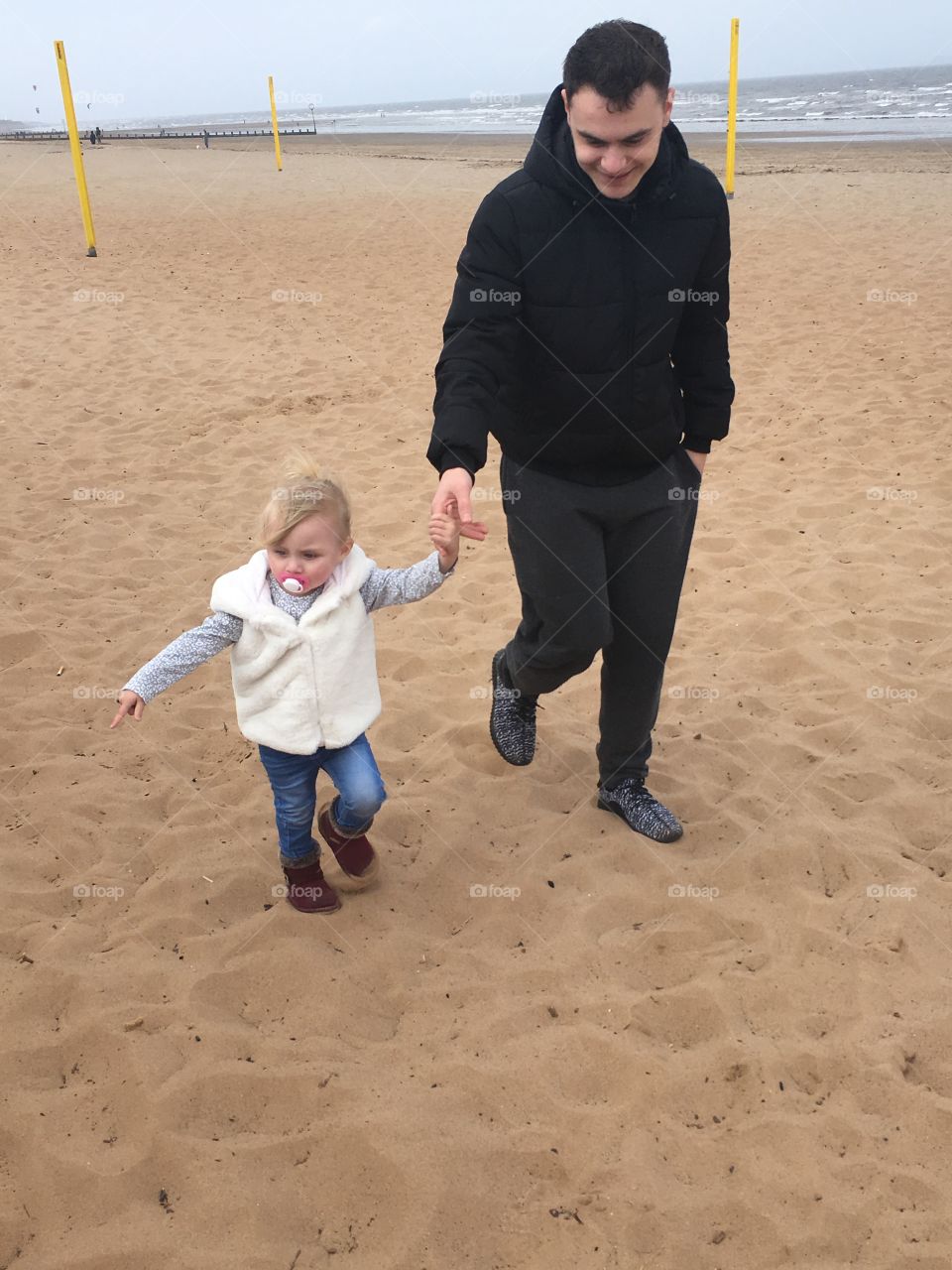 Beach walk with kids 