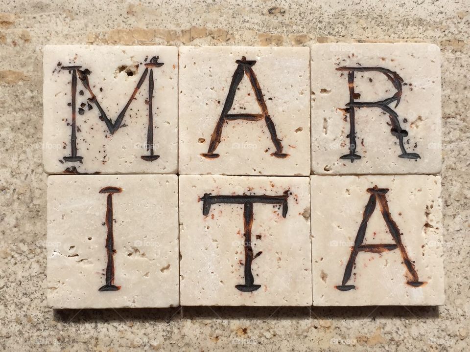 Marita,swedish name on carved marble pieces