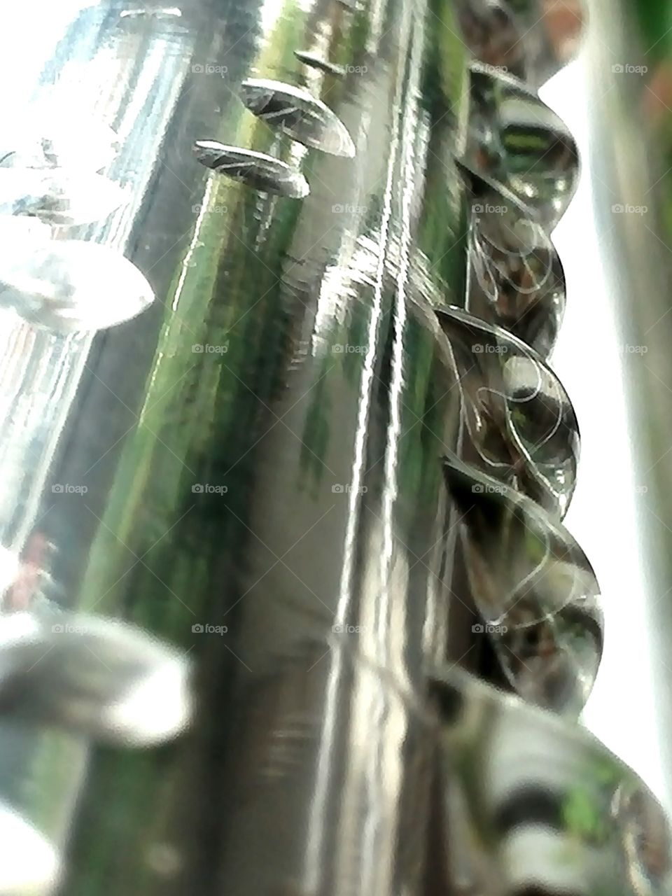 Raindrops on a stainless pole