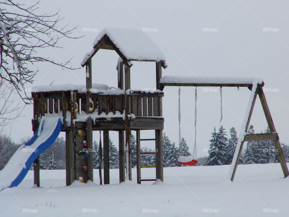 playground for kids in the garden and Snow White
