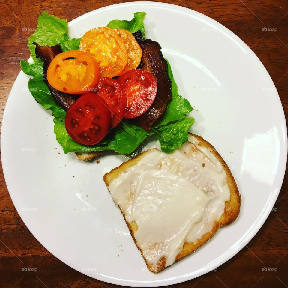 Heirloom tomatoes in a BLT.