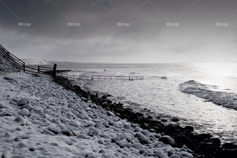 snow winter beach ocean by chrille_b