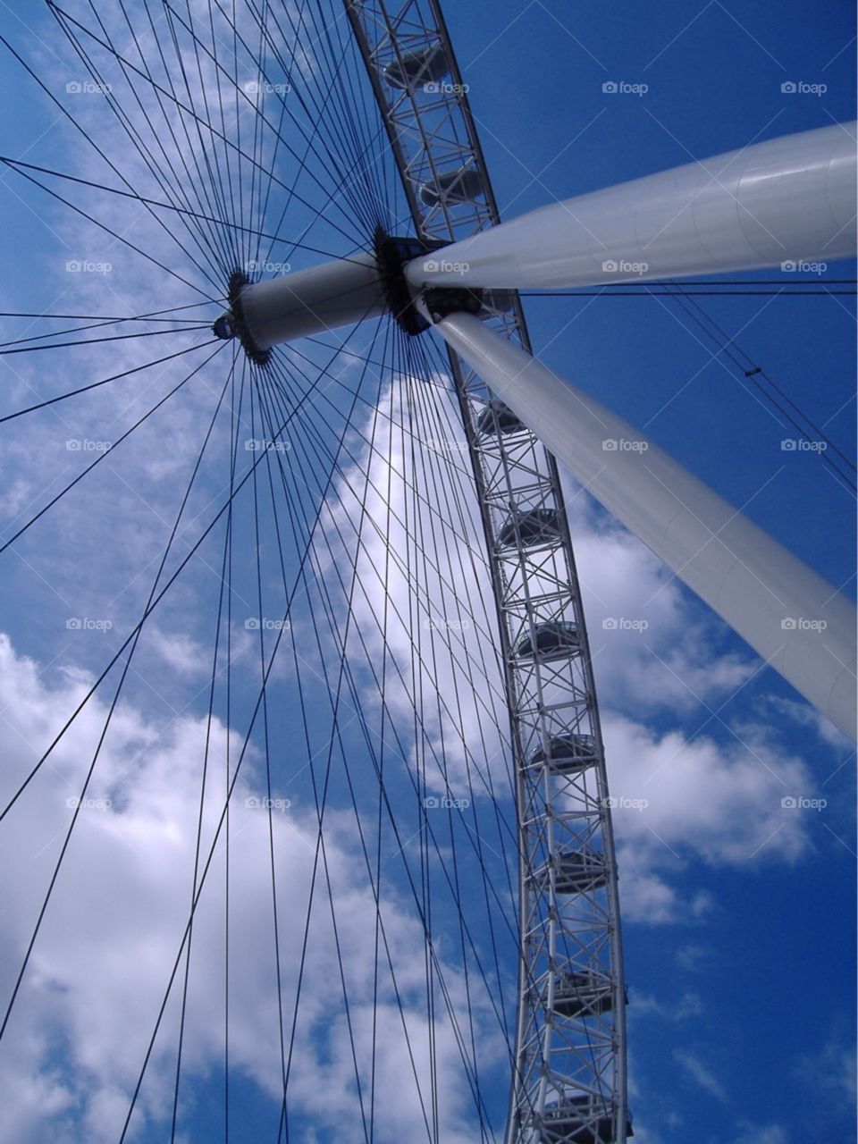 Looking up at the London Eye. London, England. 