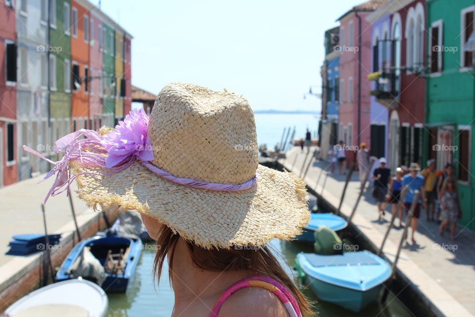 a girl in burano