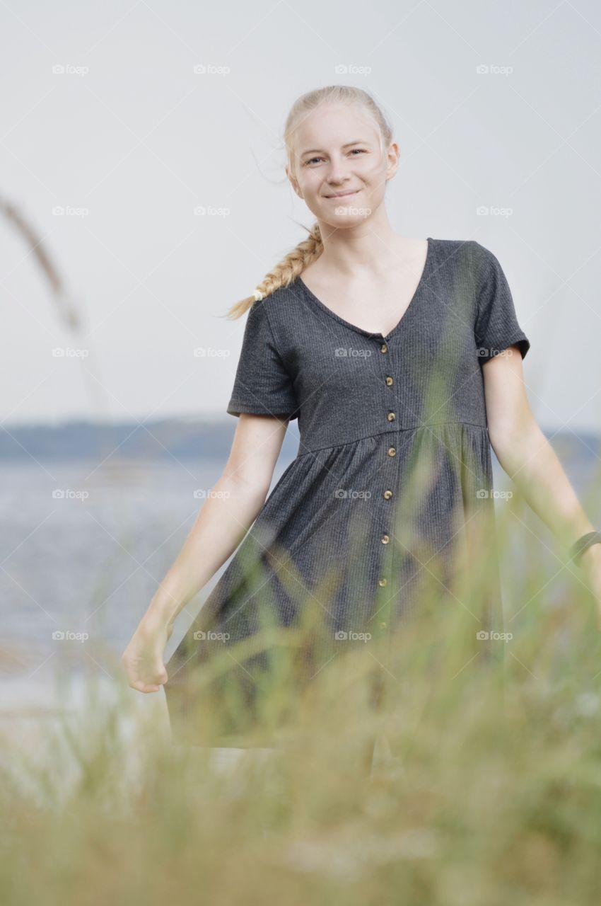 Portrait of a young woman on the beach