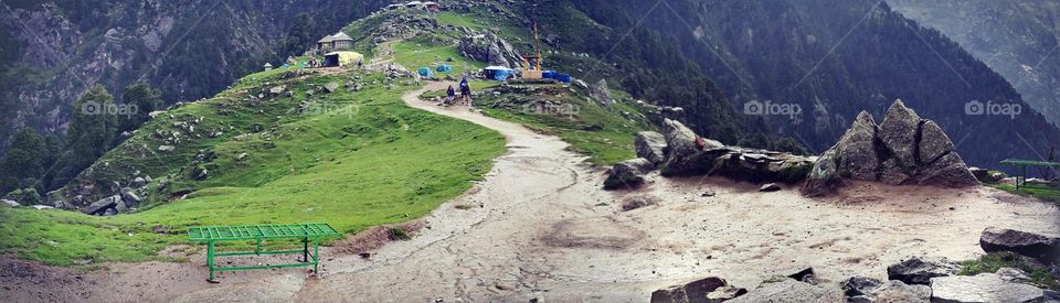 Trekking at triund, mcleodganj, himachal pradesh, india