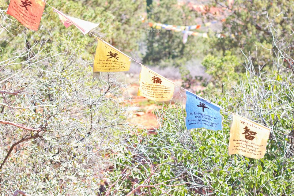 Prayer flags at Amitabha Stupa and Peace Park in Sedona, Arizona