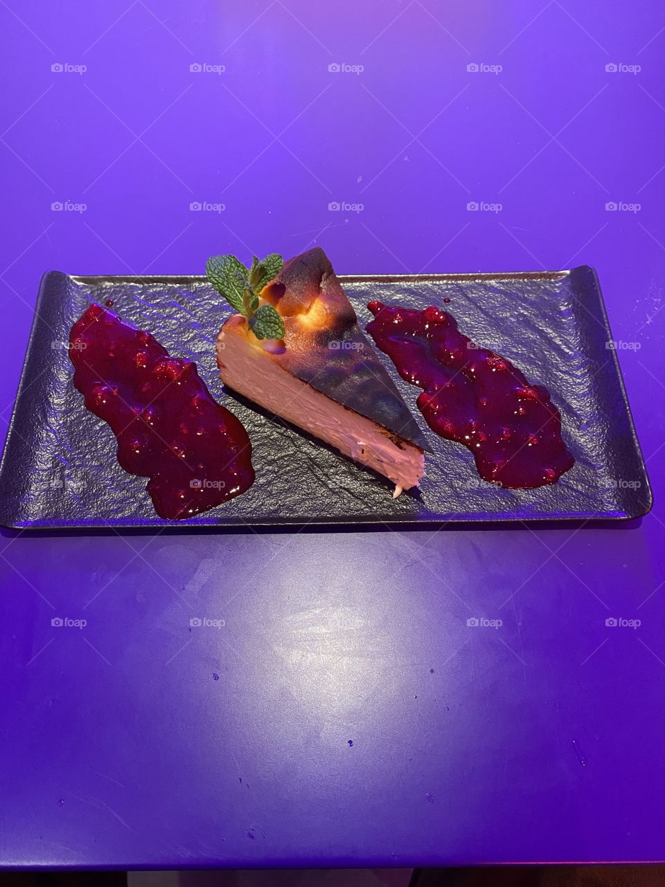 Cake on purple table 