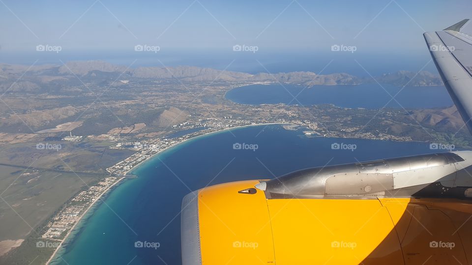 View from airplane,  Alcudia,  Mallorca,  Spain