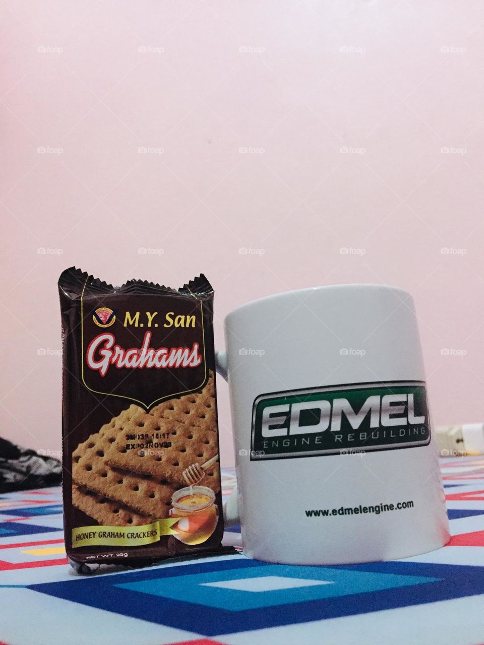 Perfect combination of Graham biscuits and coffee with milk