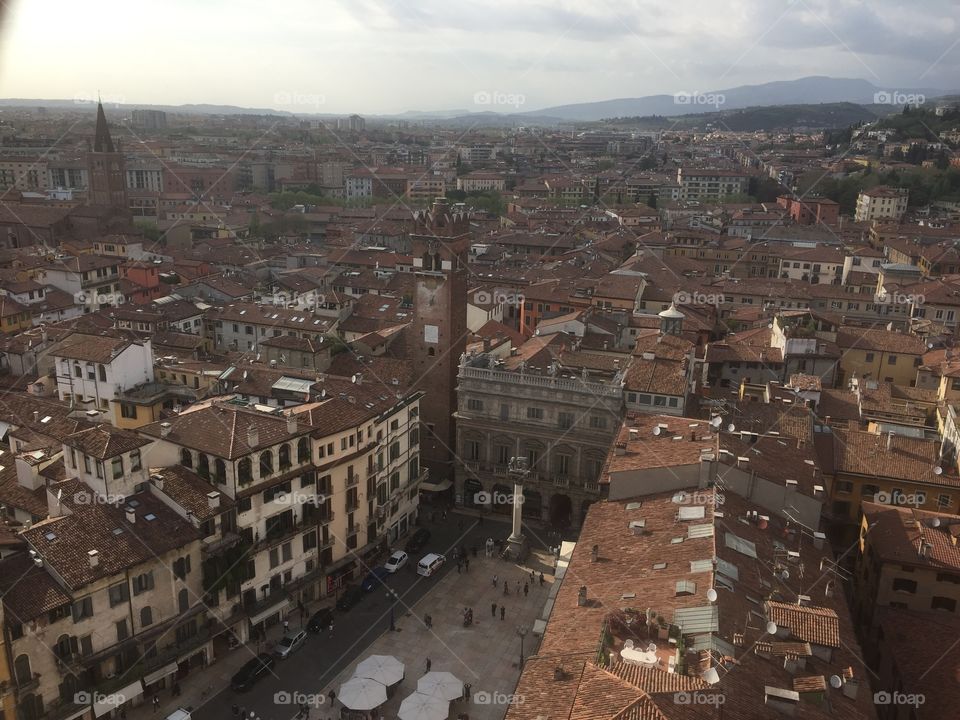 Rooftop view of Italian town