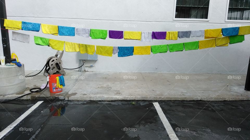 front view of air drying rags