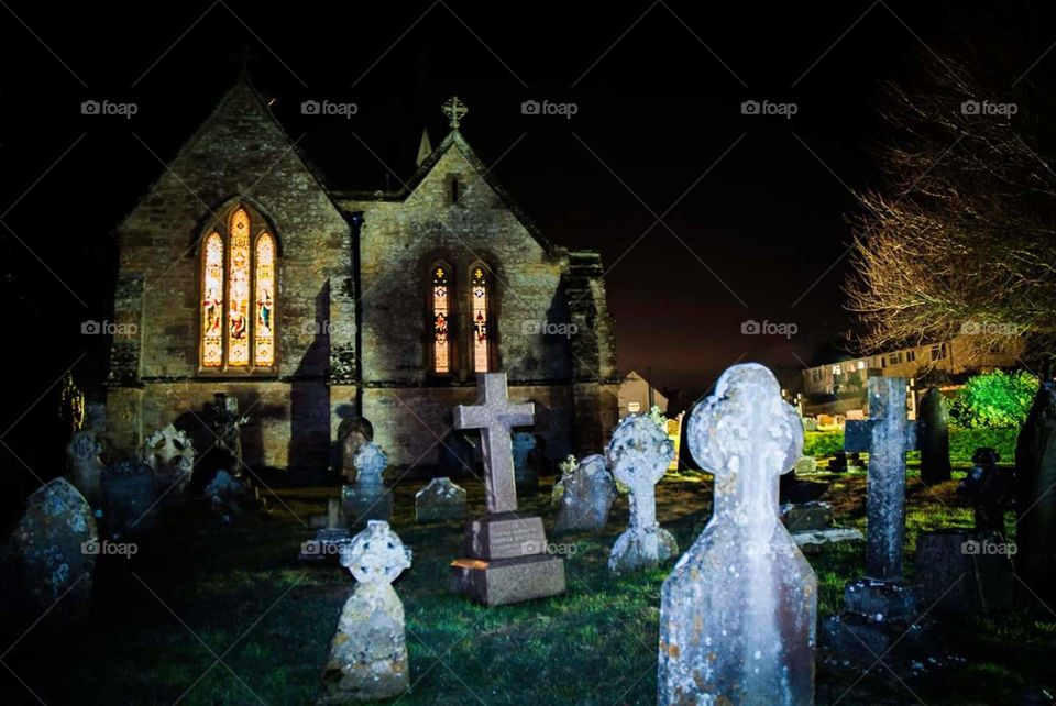 Midnight mass. Astrophotography shoot at Bradpole churchyard 