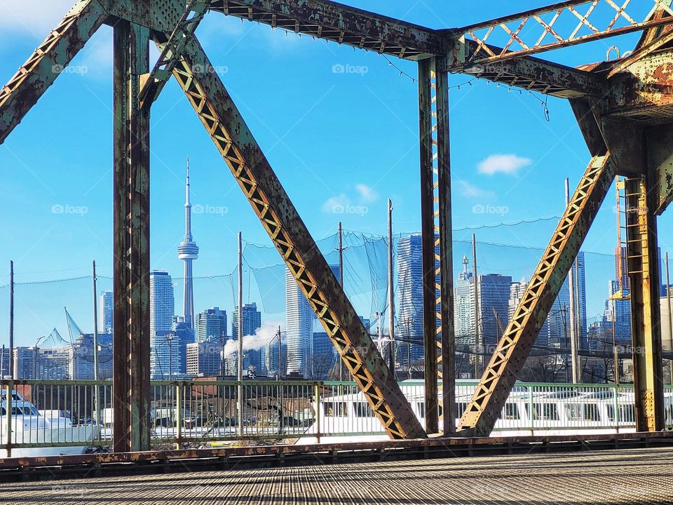 Toronto,  Canada. Urban City, Street,  view. Traffic. Modern architecture.  Landmark