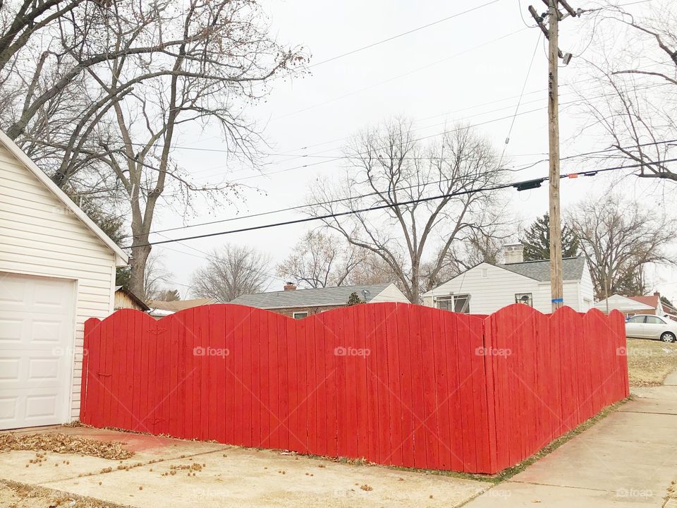 Red fence in St. Louis