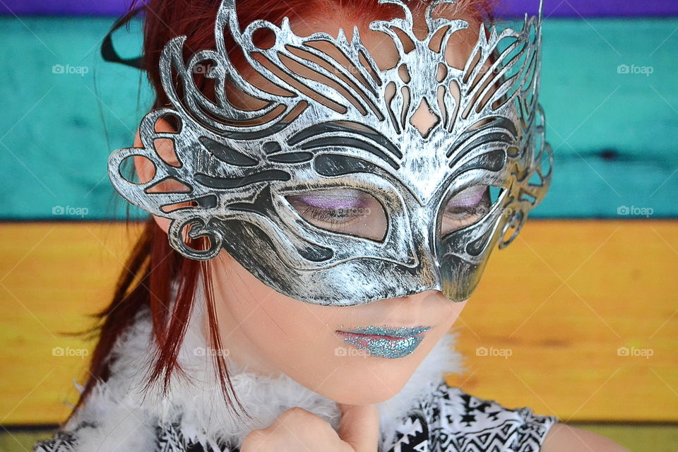 Girl wearing a mask