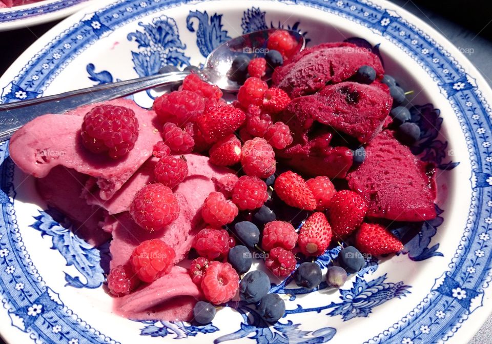 ice cream with fresh berries. ice cream with fresh berries