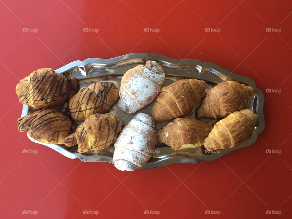 Breakfast for whole family in flatlay mode 