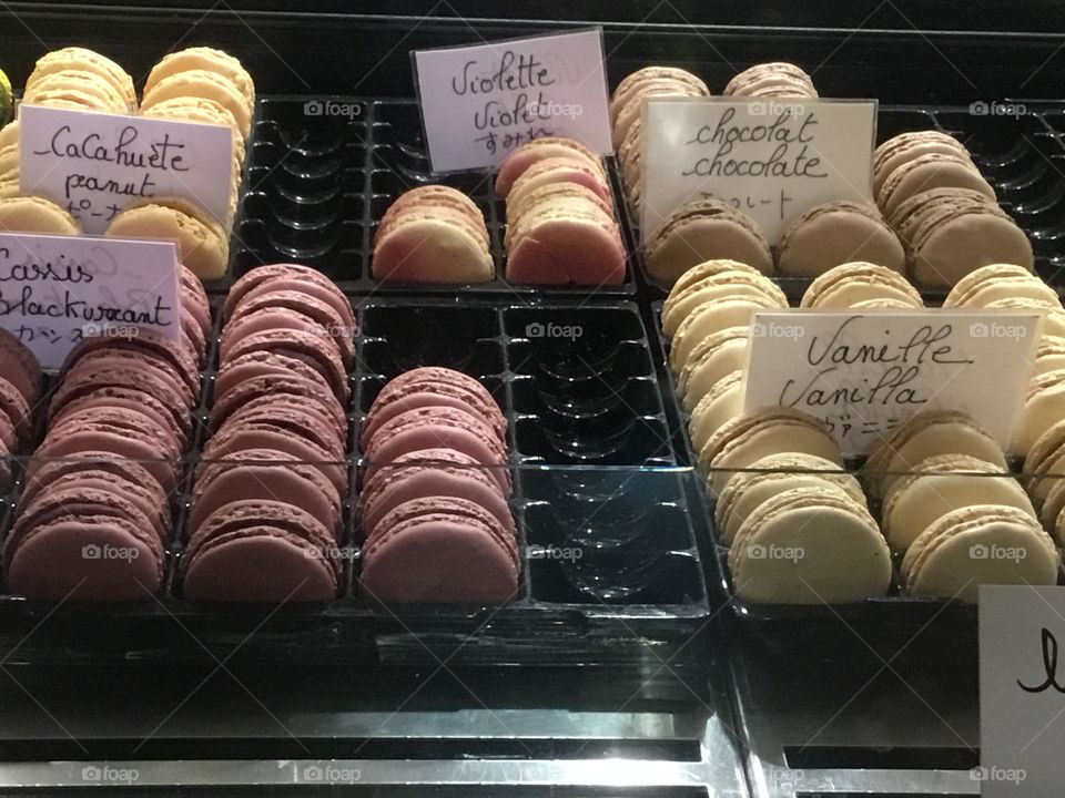 Variety of tasty and famous macrons