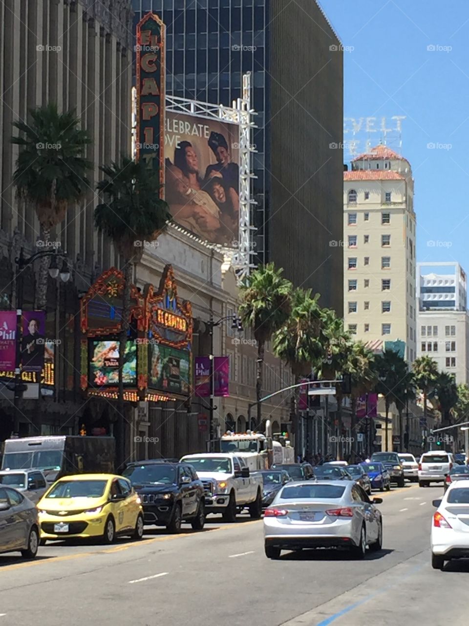 Hollywood boulevard in the afternoon sun 