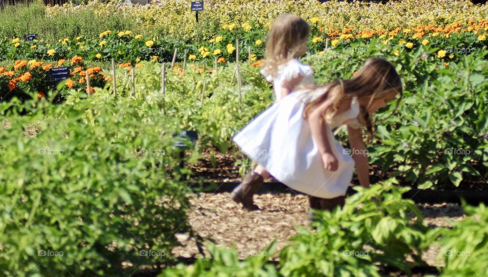 Playing in the garden