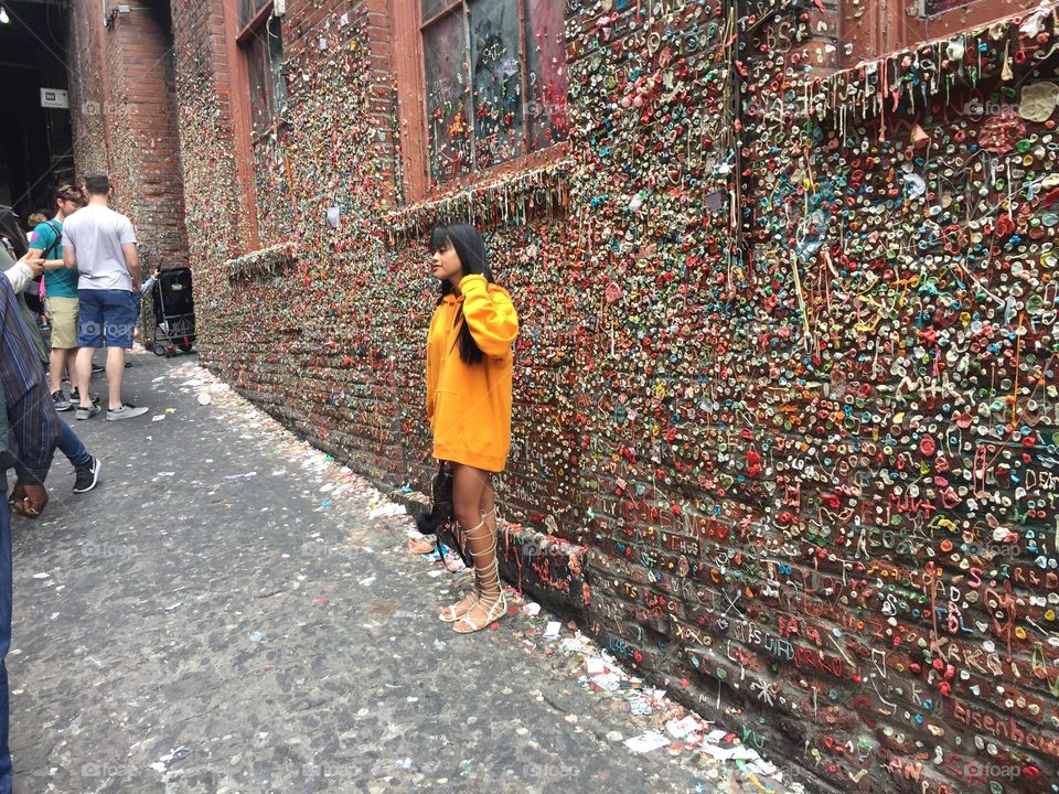 Model at Seattle Gum wall