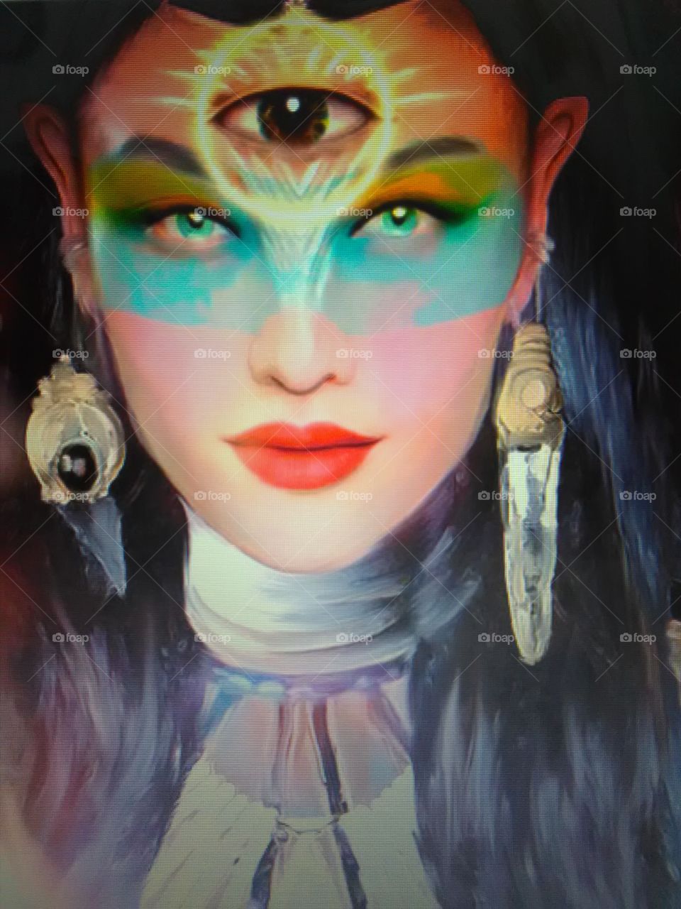 The beautiful girl tree eyes as a lord mahadeva.