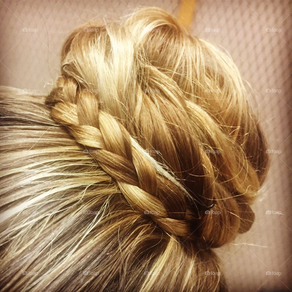 Beautiful, blonde, braided, bunned, ballet hair perfection! 