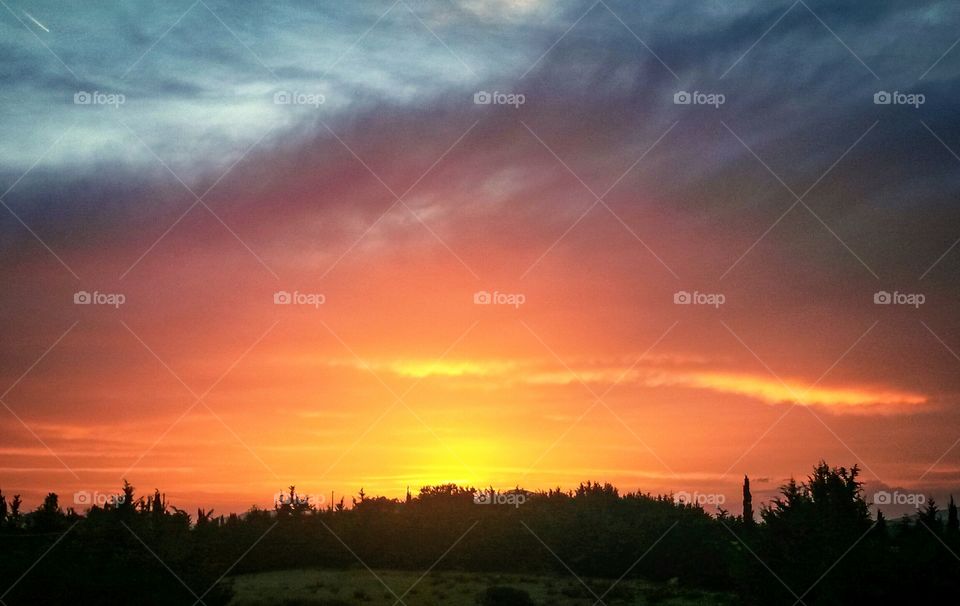 sunset reflection in The sky