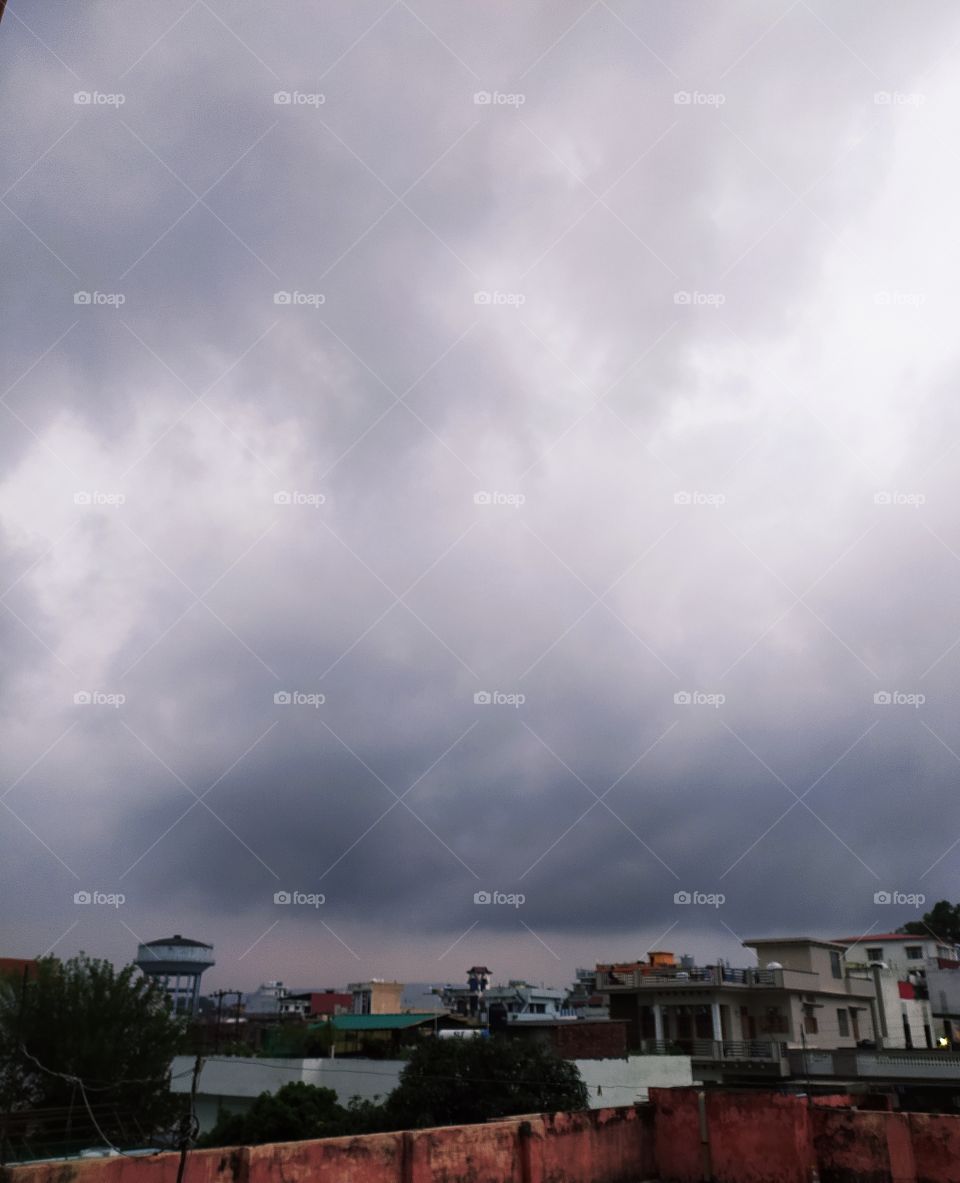 Threatening monsoon clouds building up over the town
