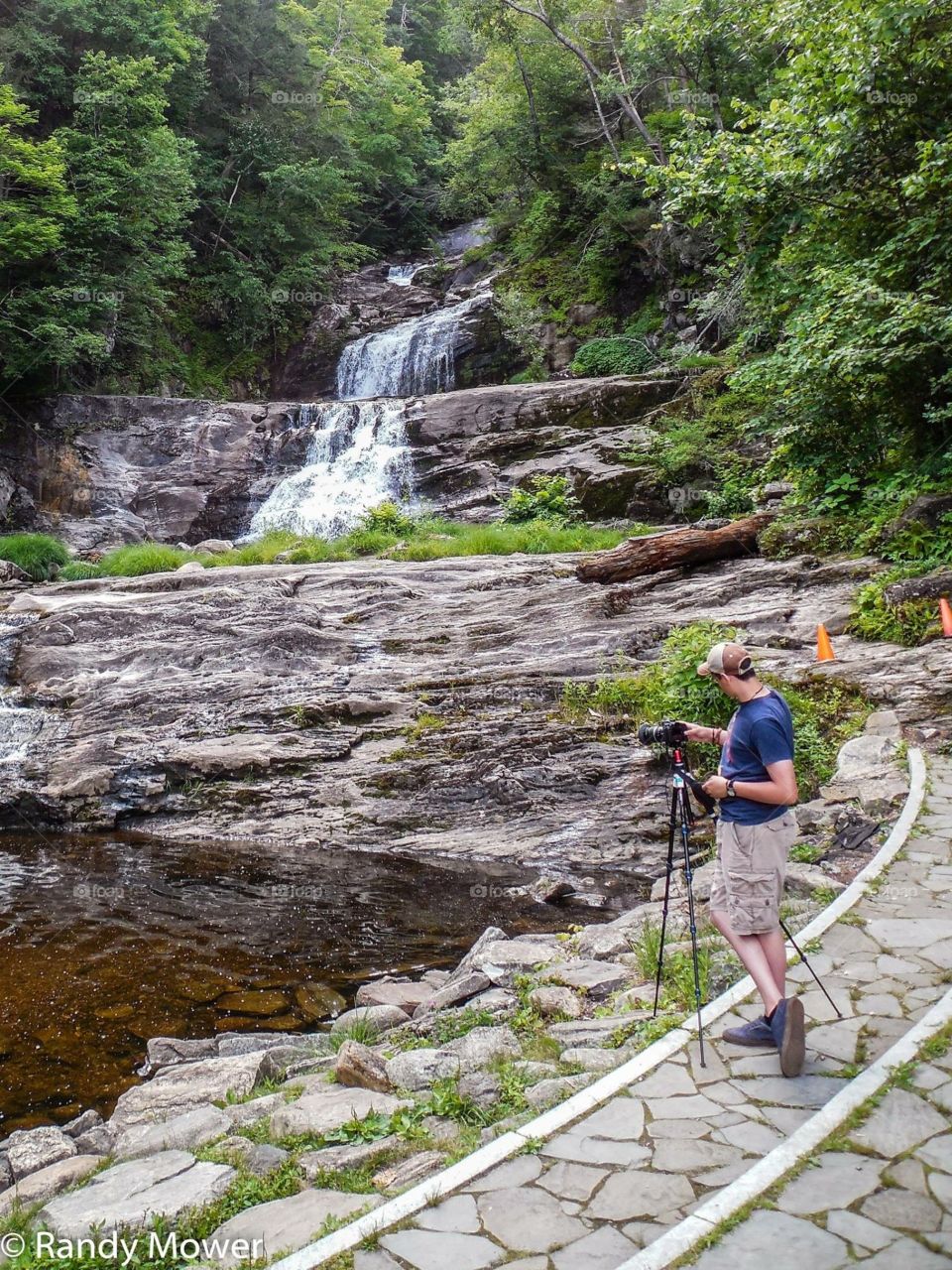 Taking photos of the waterfall in Kent CT
