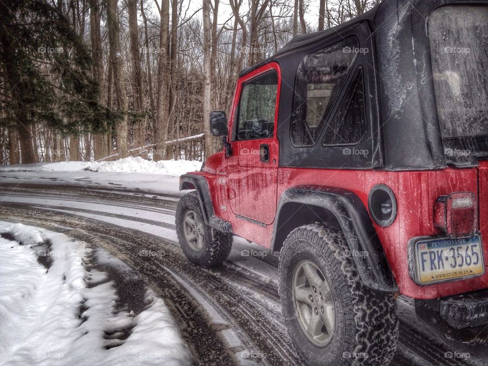 Jeep in snow