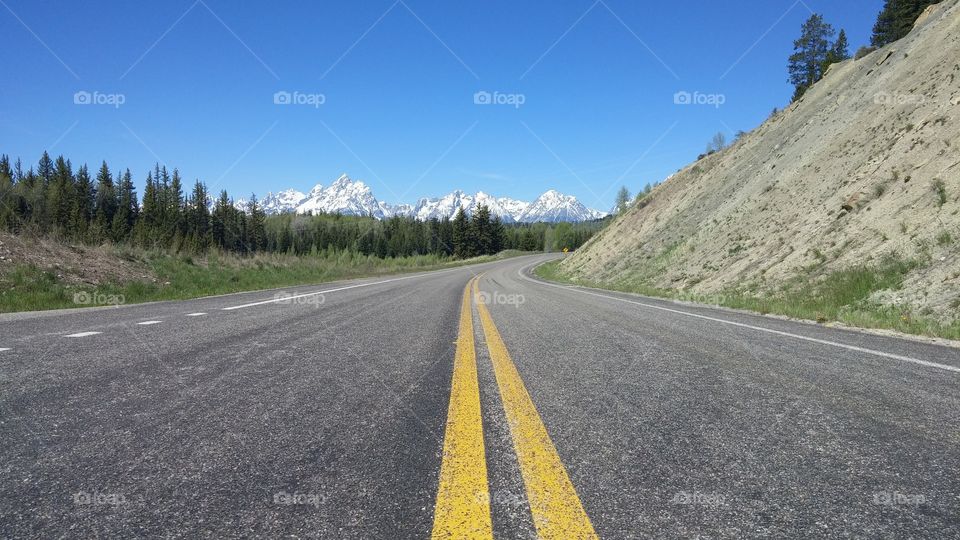 lonely road in remote Wyoming