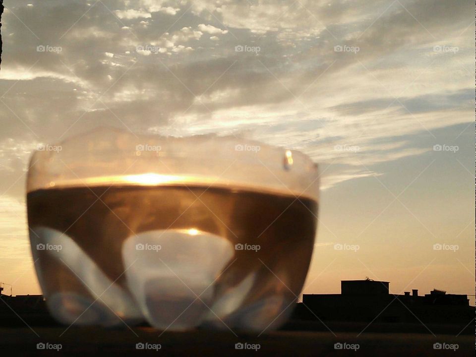 Beautiful cup and view to sunset.