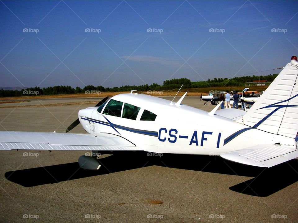 Single propeller aircraft taxied near runway