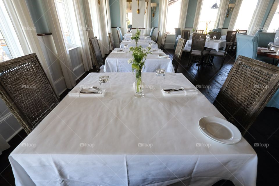 Table inside the restaurant with no people