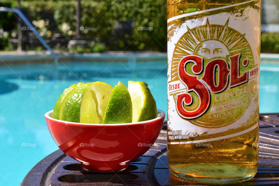 Cold beer by the pool