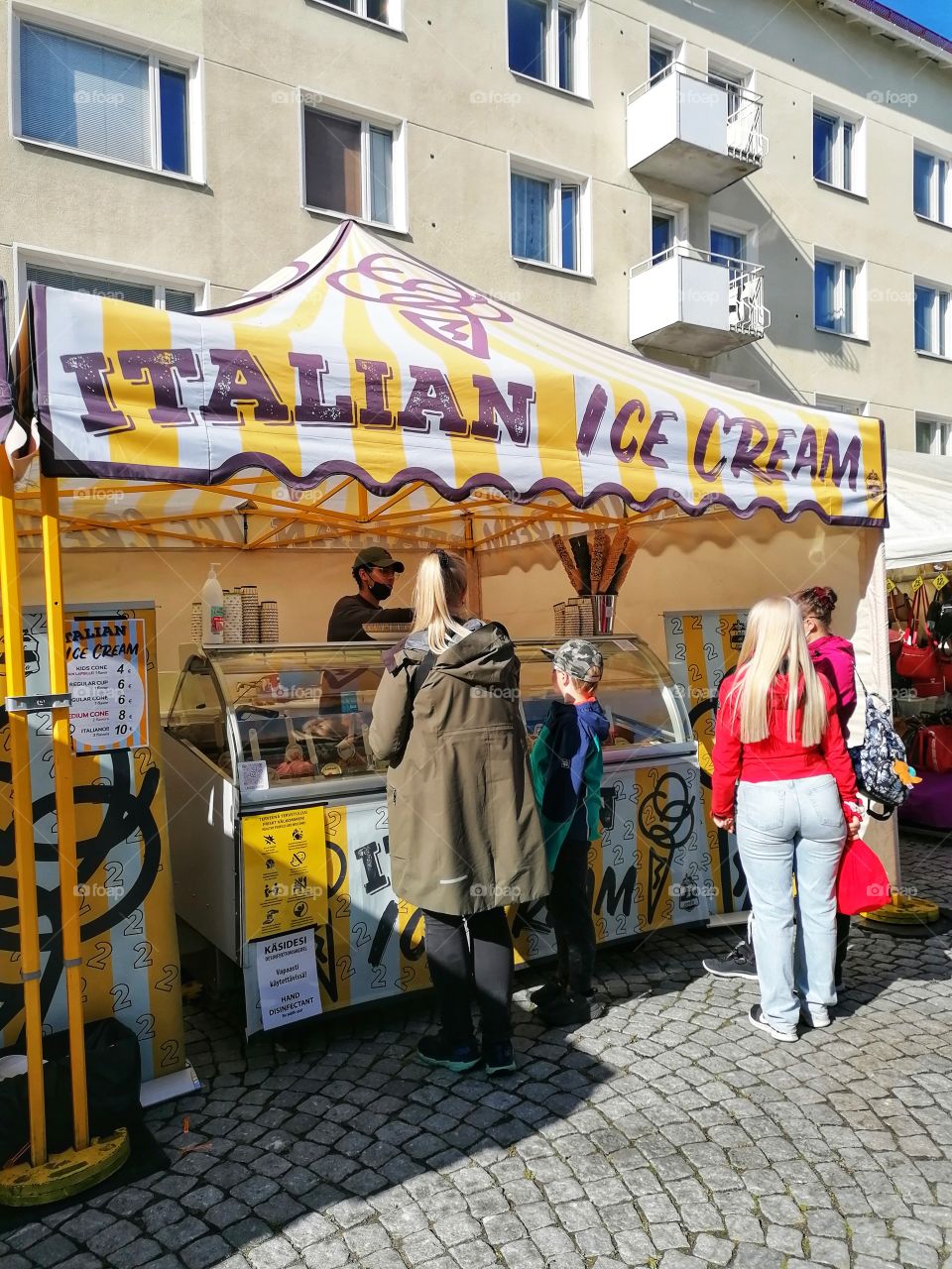 International markets in Tornio, Lapland, Finland. There are companies from several dozen different countries selling and presenting their products. People are happy when finally something happens for a long time.