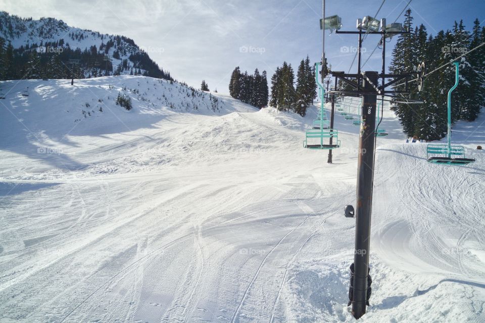 Ski Resort Run View from Chairlift
